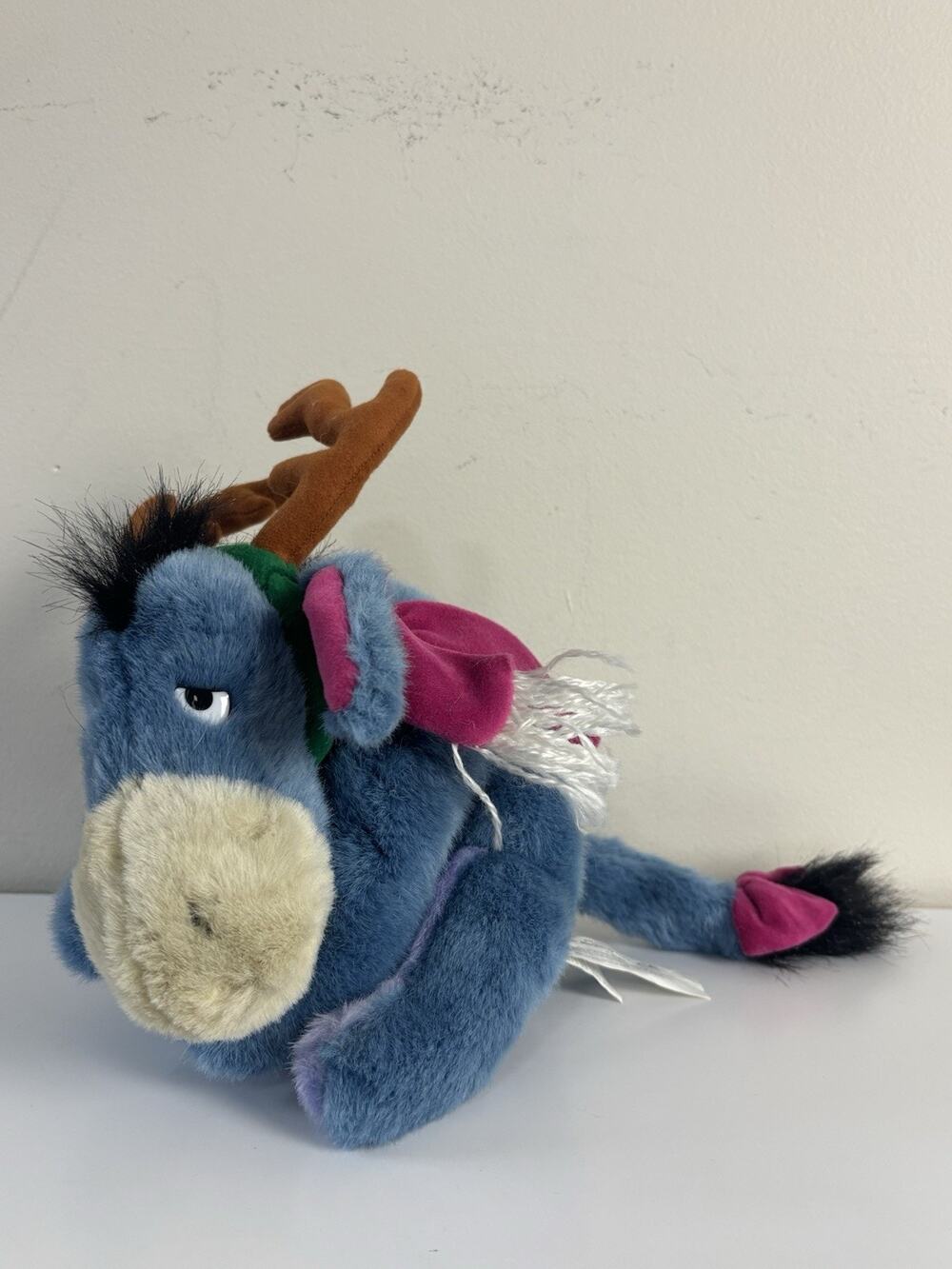 Y2K Disney Store Eeyore Reindeer Plush 9” Antlers Christmas Stuffed Animal